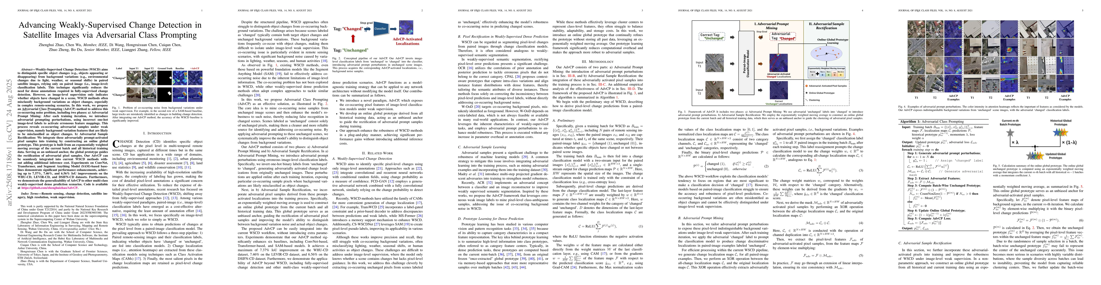 Thumbnail for Advancing Weakly-Supervised Change Detection in Satellite Images via
  Adversarial Class Prompting