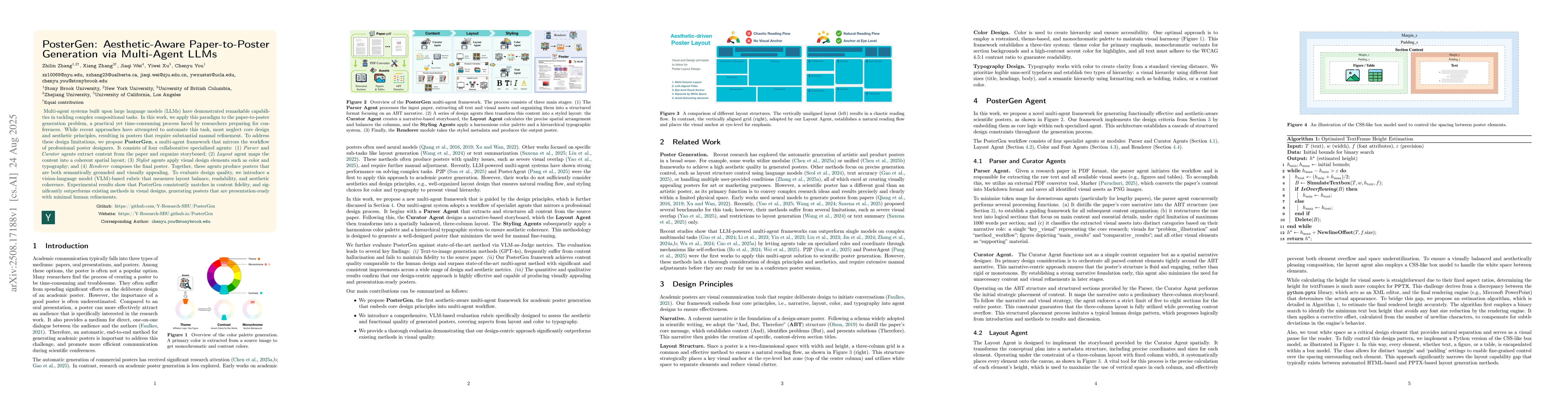 Thumbnail for PosterGen: Aesthetic-Aware Paper-to-Poster Generation via Multi-Agent
  LLMs