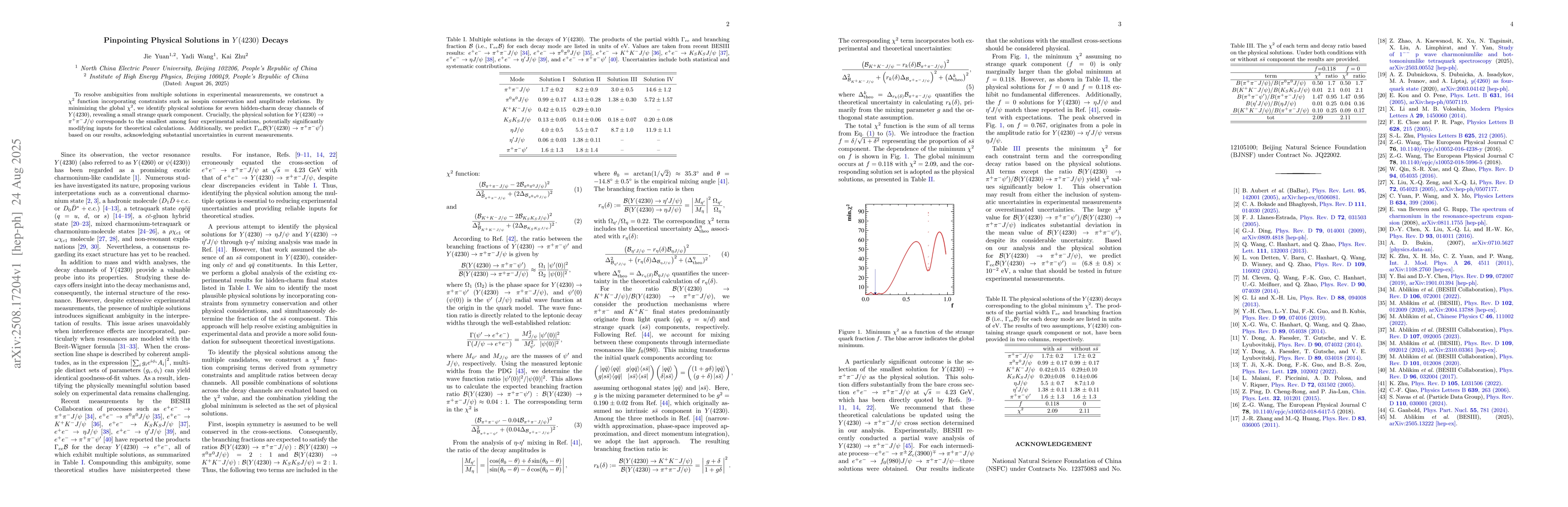 Thumbnail for Pinpointing Physical Solutions in Y(4230) Decays