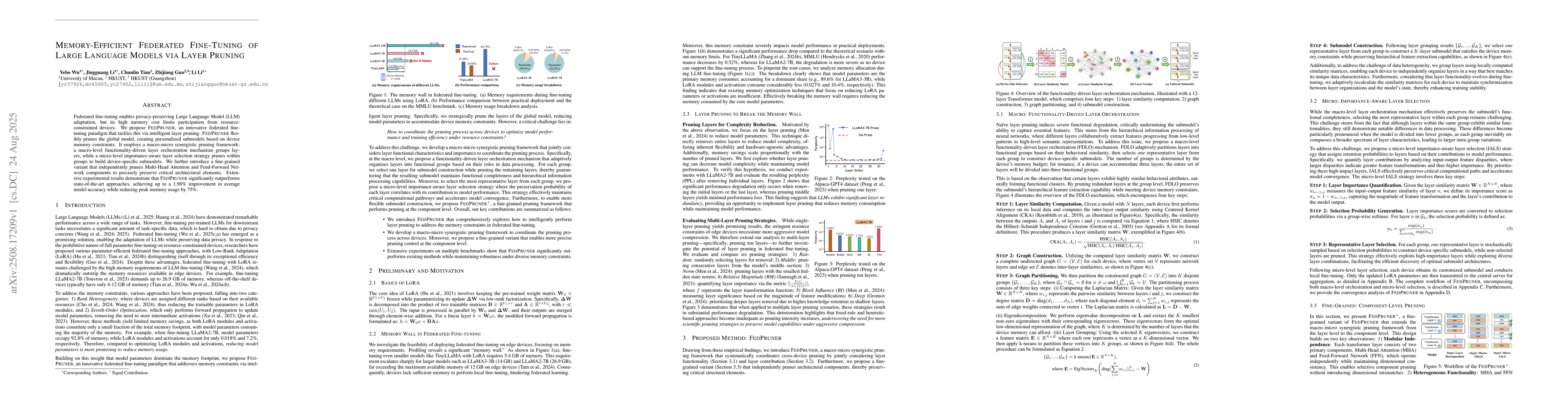 Thumbnail for Memory-Efficient Federated Fine-Tuning of Large Language Models via
  Layer Pruning