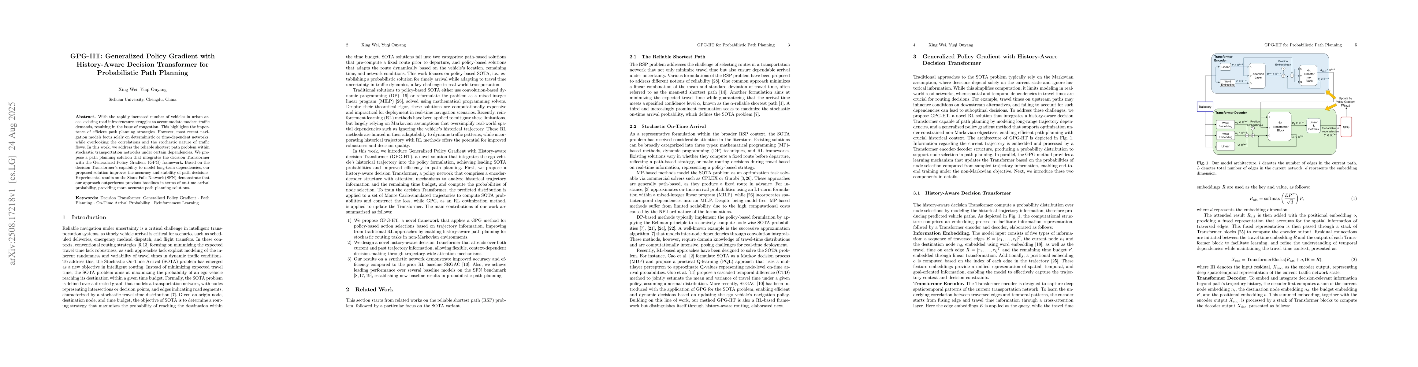 Thumbnail for GPG-HT: Generalized Policy Gradient with History-Aware Decision
  Transformer for Probabilistic Path Planning