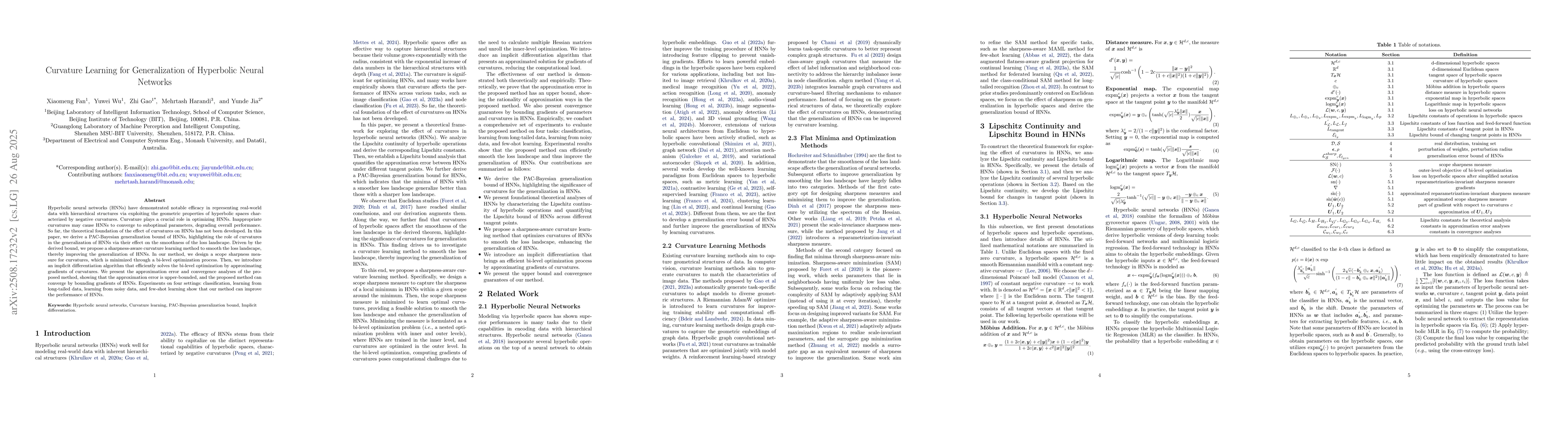 Thumbnail for Curvature Learning for Generalization of Hyperbolic Neural Networks