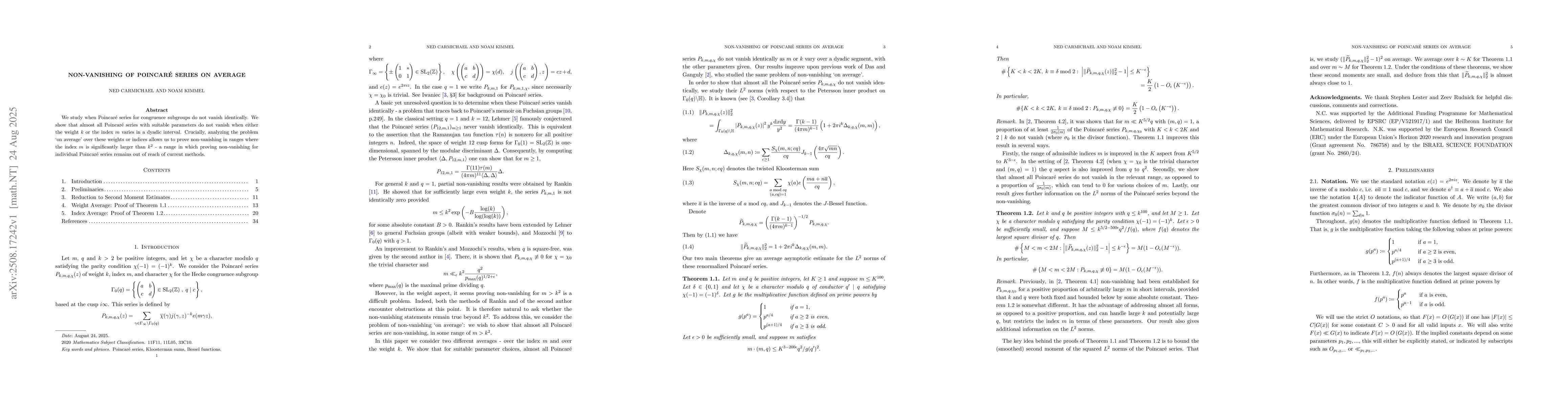 Thumbnail for Non-vanishing of Poincaré Series on Average