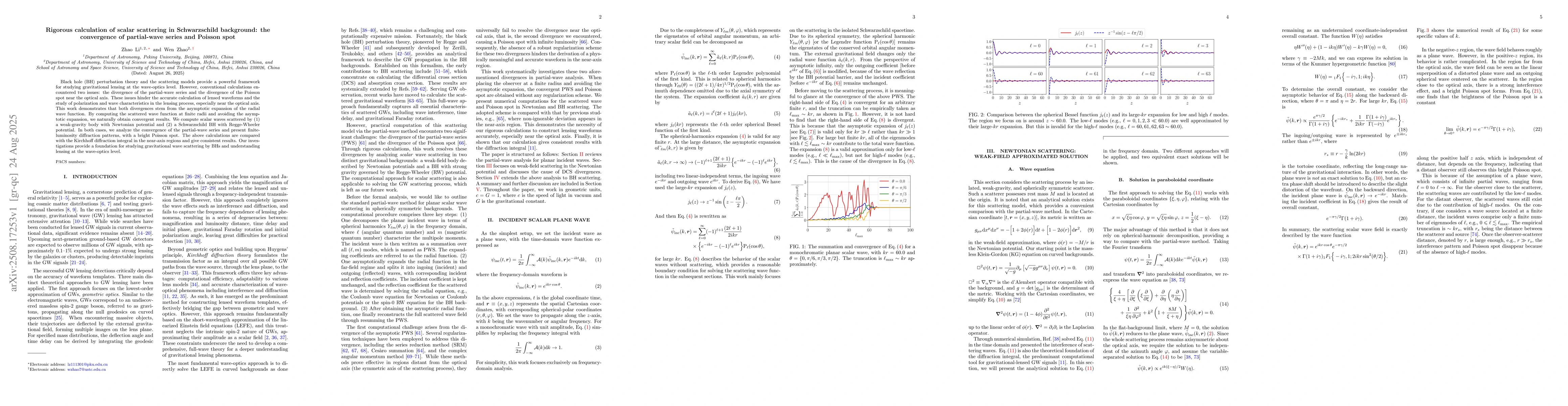 Thumbnail for Rigorous calculation of scalar scattering in Schwarzschild background:
  the convergence of partial-wave series and Poisson spot