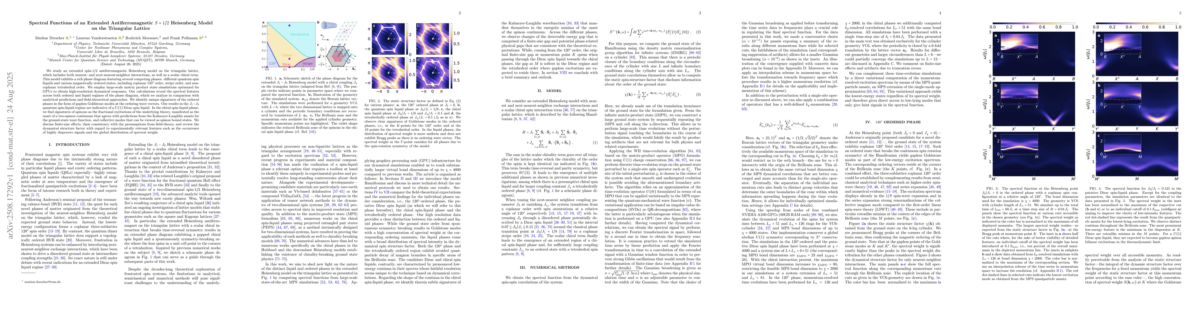 Thumbnail for Spectral Functions of an Extended Antiferromagnetic $S=1/2$ Heisenberg
  Model on the Triangular Lattice