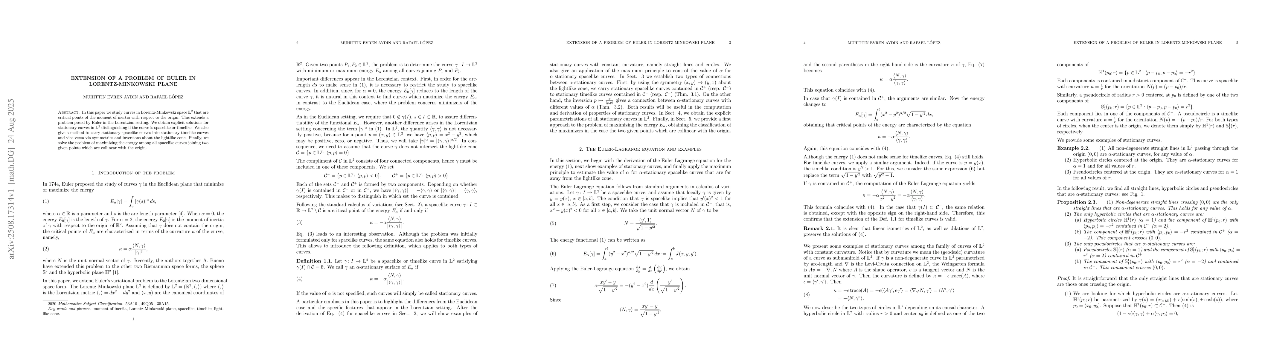 Thumbnail for Extension of a problem of Euler in Lorentz-Minkowski plane