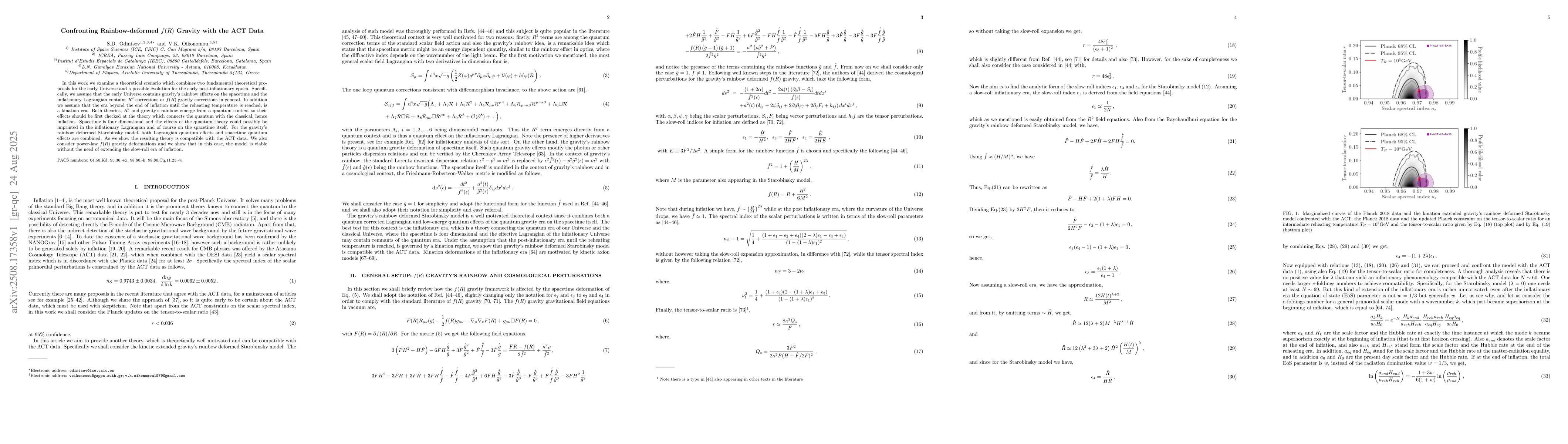 Thumbnail for Confronting Rainbow-deformed $f(R)$ Gravity with the ACT Data