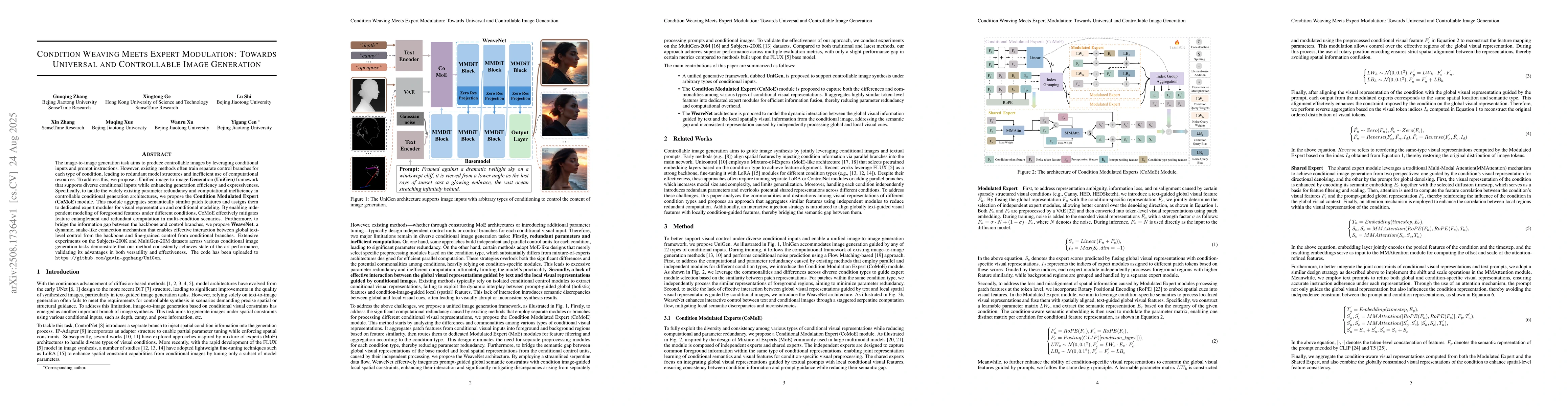 Thumbnail for Condition Weaving Meets Expert Modulation: Towards Universal and
  Controllable Image Generation