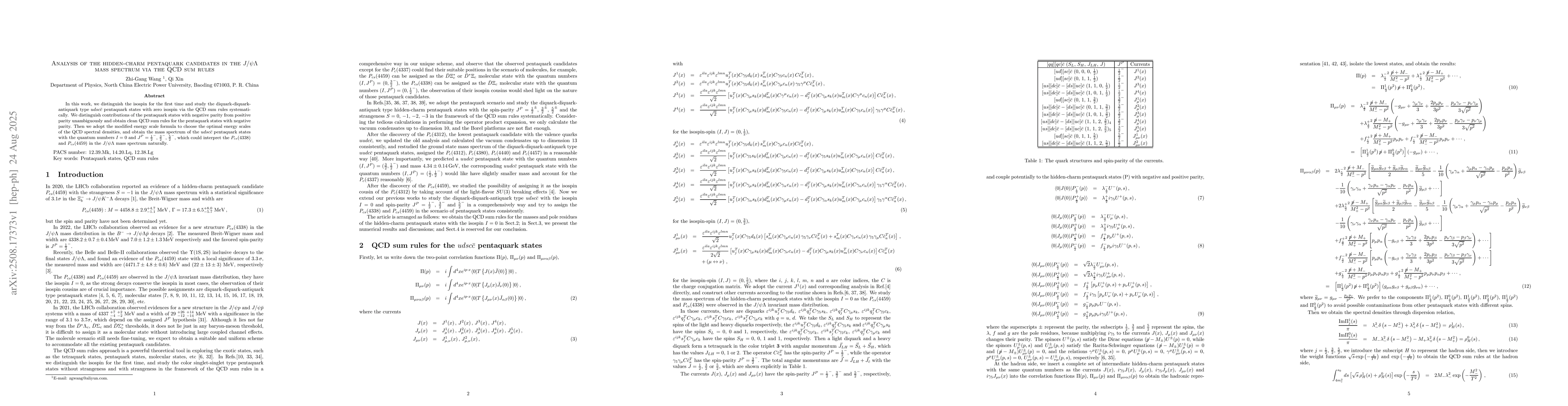 Thumbnail for Analysis of the hidden-charm pentaquark candidates in the $J/ψ
  Λ$ mass spectrum via the QCD sum rules