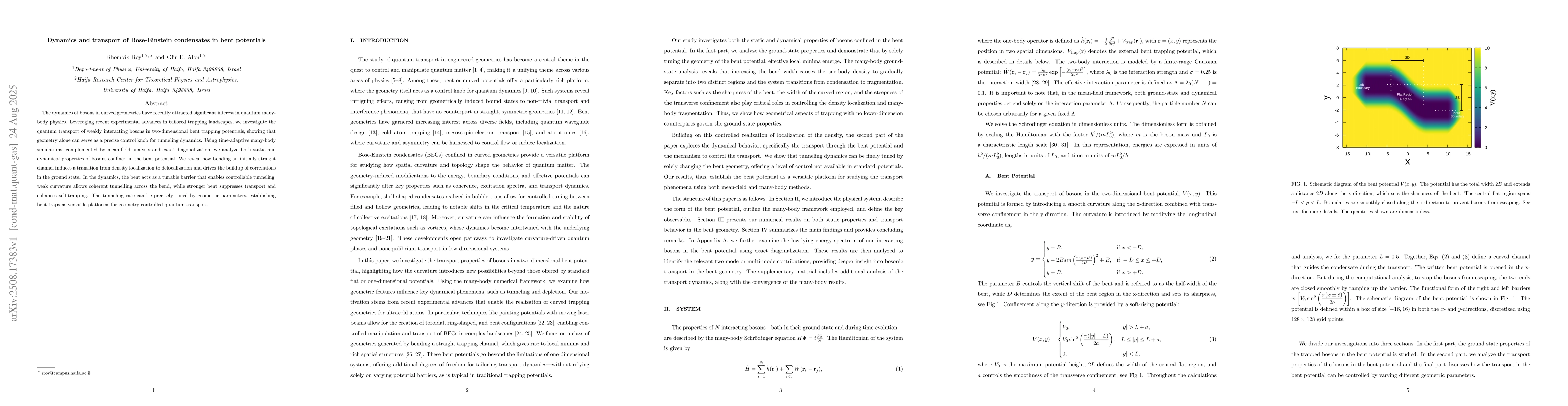 Thumbnail for Dynamics and transport of Bose-Einstein condensates in bent potentials