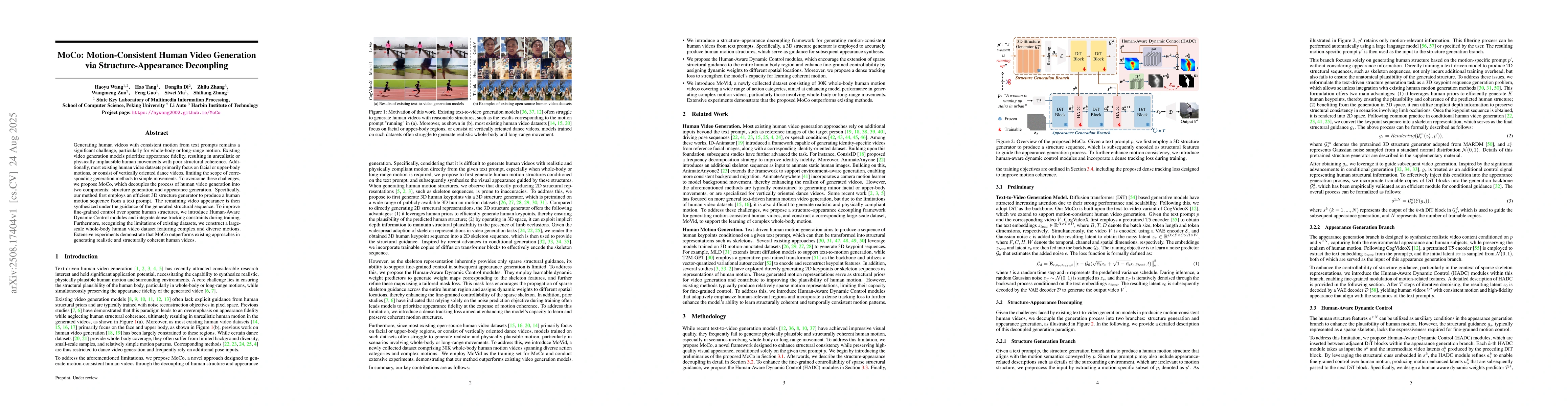 Thumbnail for MoCo: Motion-Consistent Human Video Generation via Structure-Appearance
  Decoupling