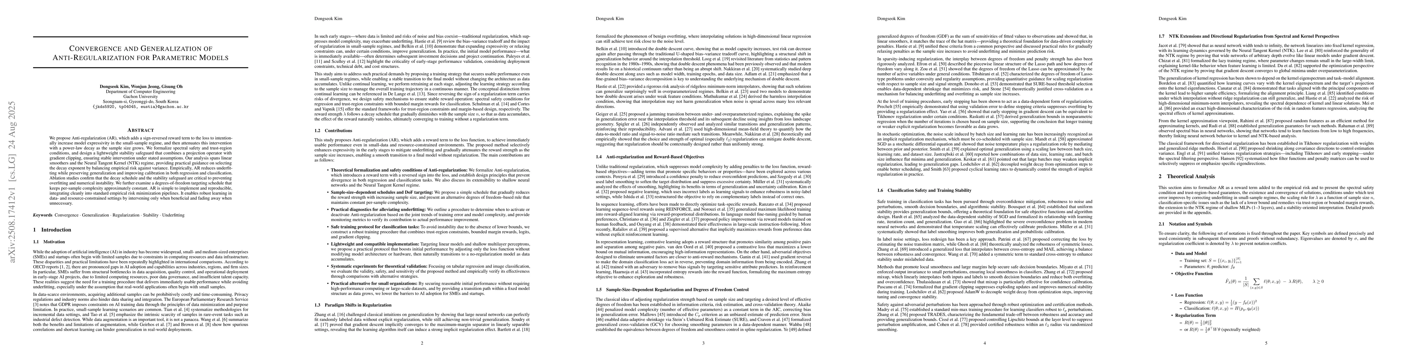 Thumbnail for Convergence and Generalization of Anti-Regularization for Parametric
  Models