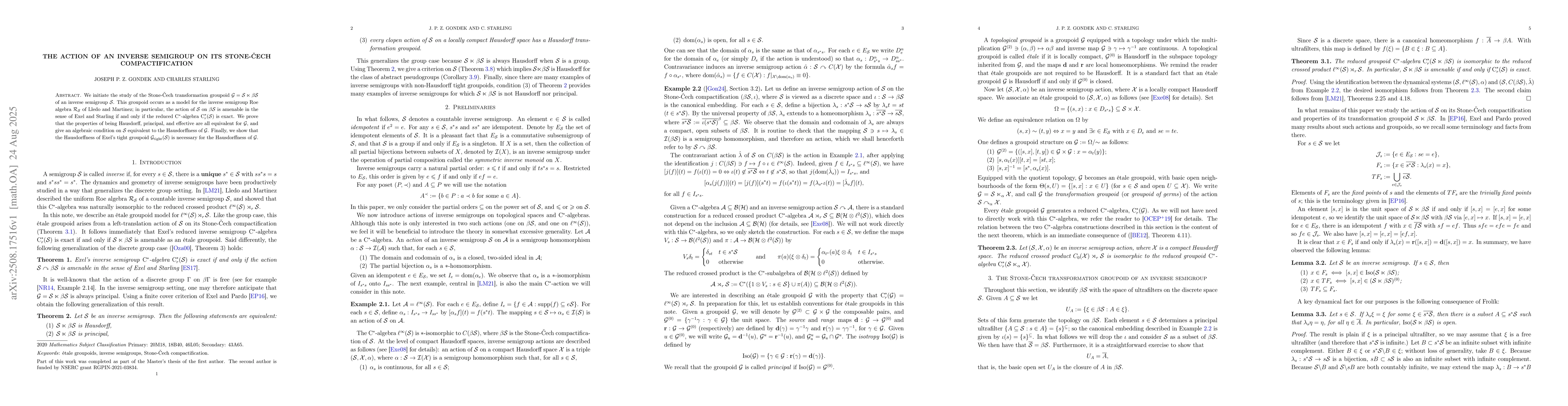 Thumbnail for The action of an inverse semigroup on its Stone-Čech
  compactification