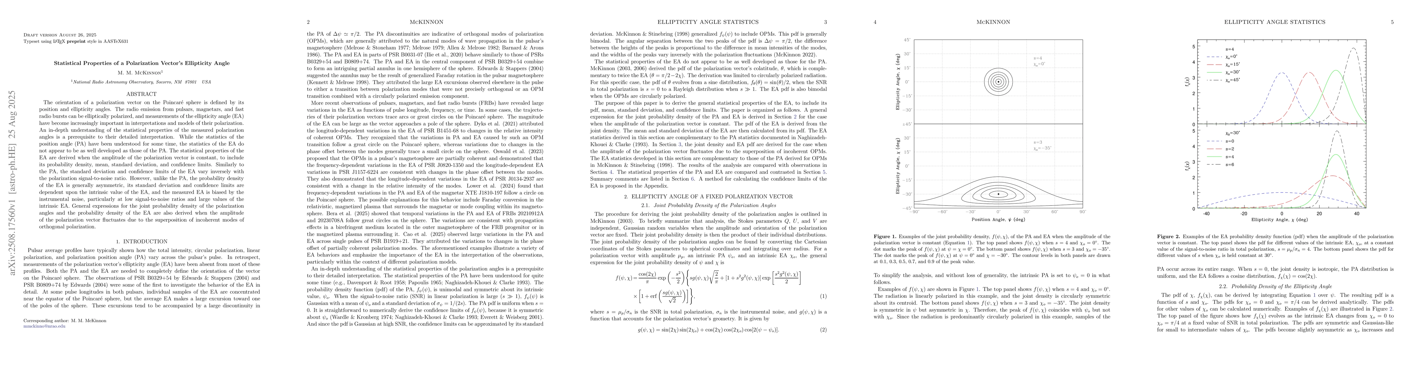 Thumbnail for Statistical Properties of a Polarization Vector's Ellipticity Angle