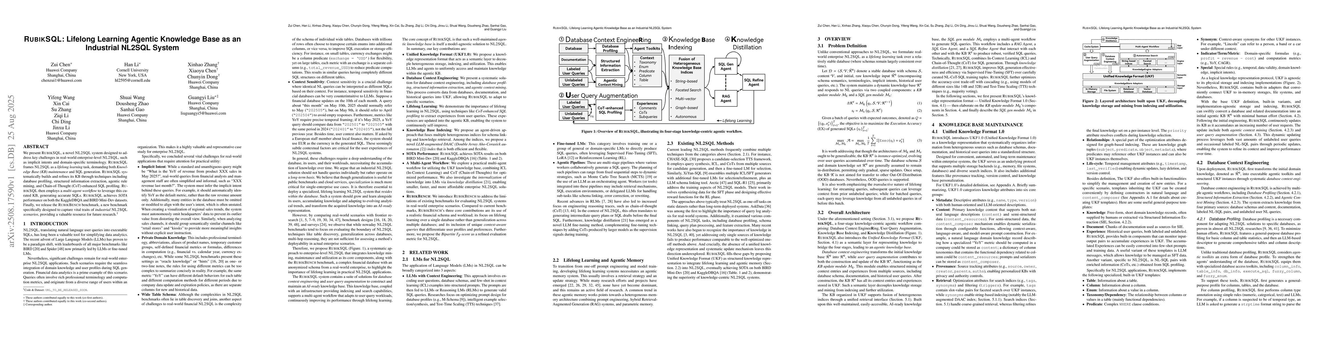 Thumbnail for RubikSQL: Lifelong Learning Agentic Knowledge Base as an Industrial
  NL2SQL System