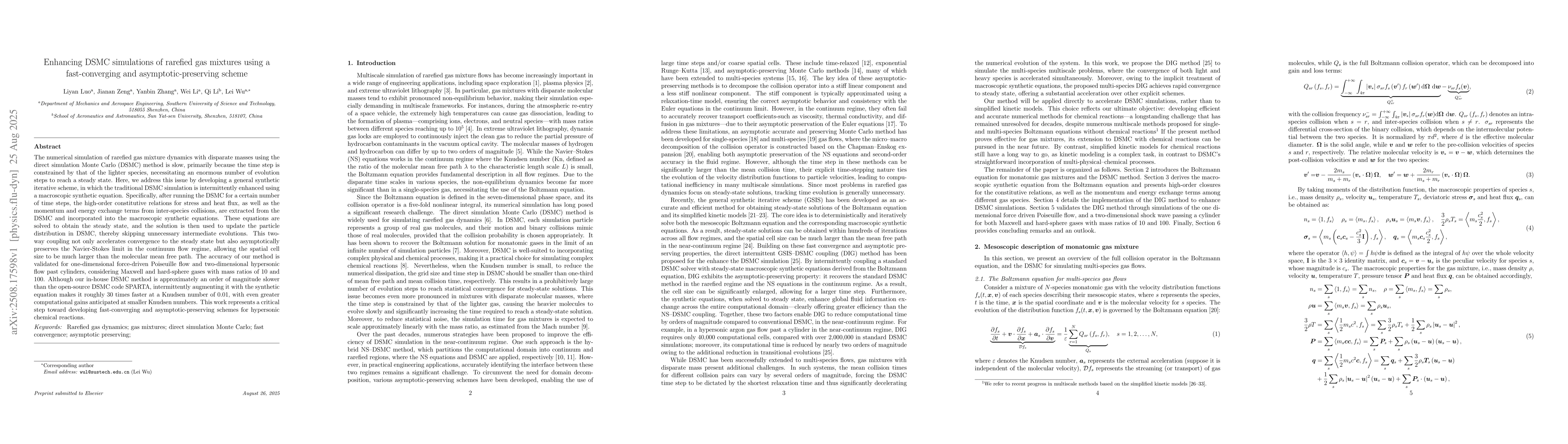 Thumbnail for Enhancing DSMC simulations of rarefied gas mixtures using a
  fast-converging and asymptotic-preserving scheme
