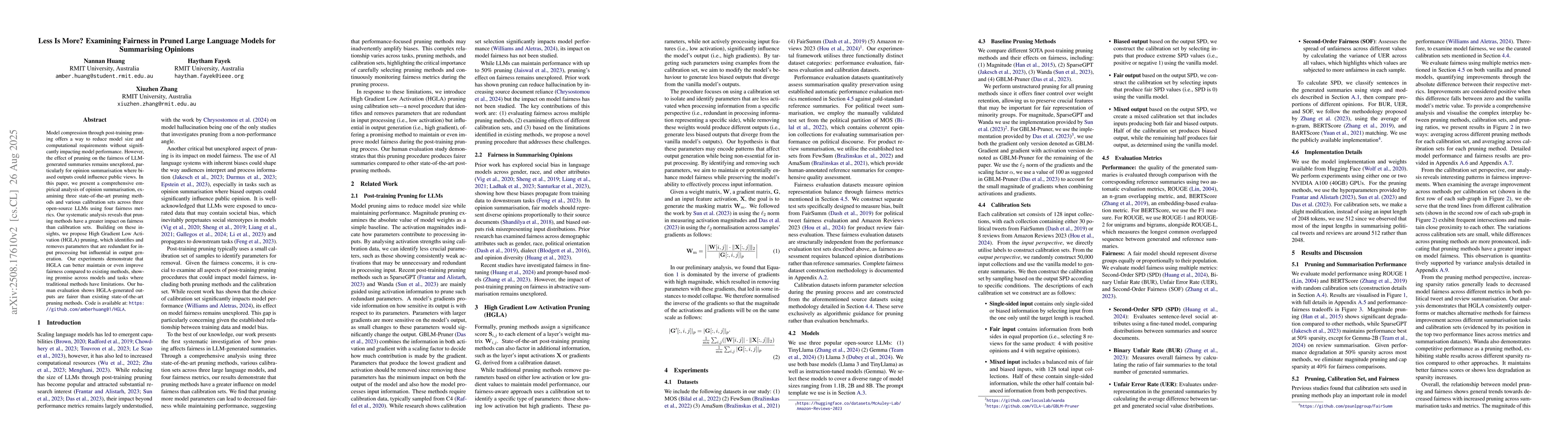 Thumbnail for Less Is More? Examining Fairness in Pruned Large Language Models for
  Summarising Opinions