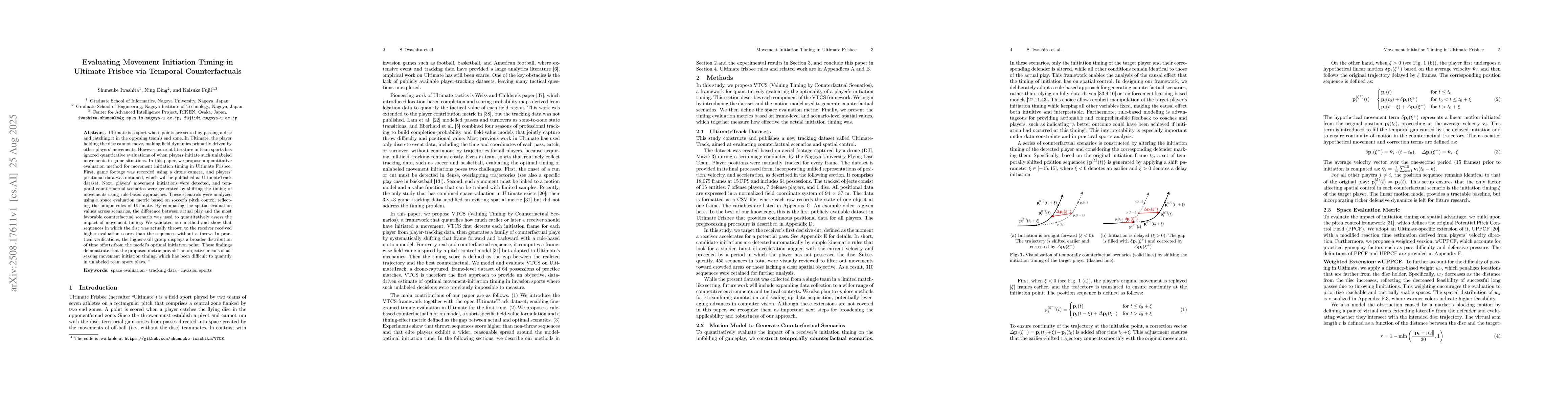 Thumbnail for Evaluating Movement Initiation Timing in Ultimate Frisbee via Temporal
  Counterfactuals
