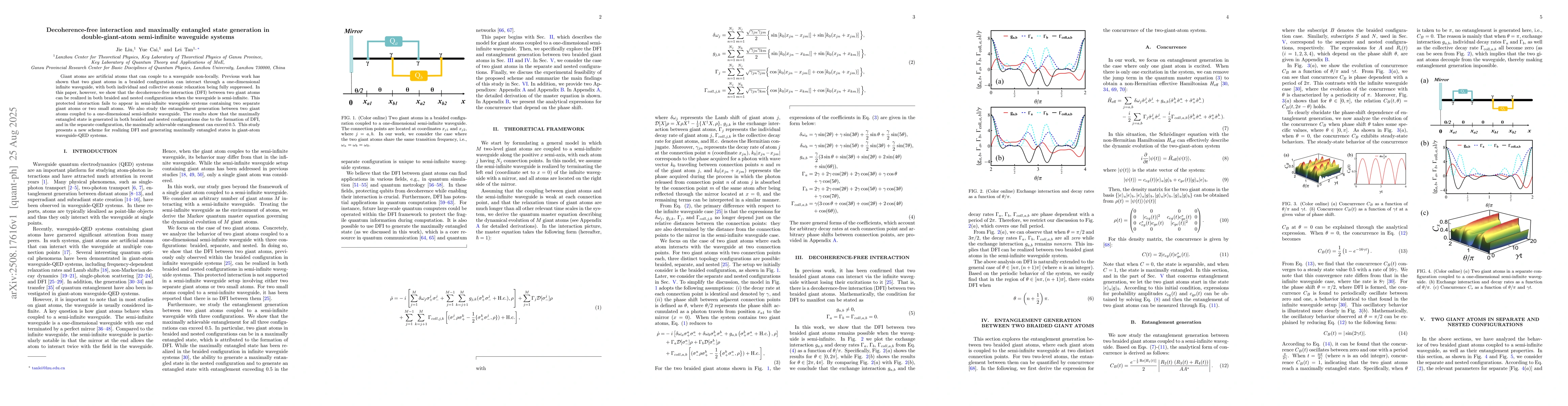 Thumbnail for Decoherence-free interaction and maximally entangled state generation in
  double-giant-atom semi-infinite waveguide systems