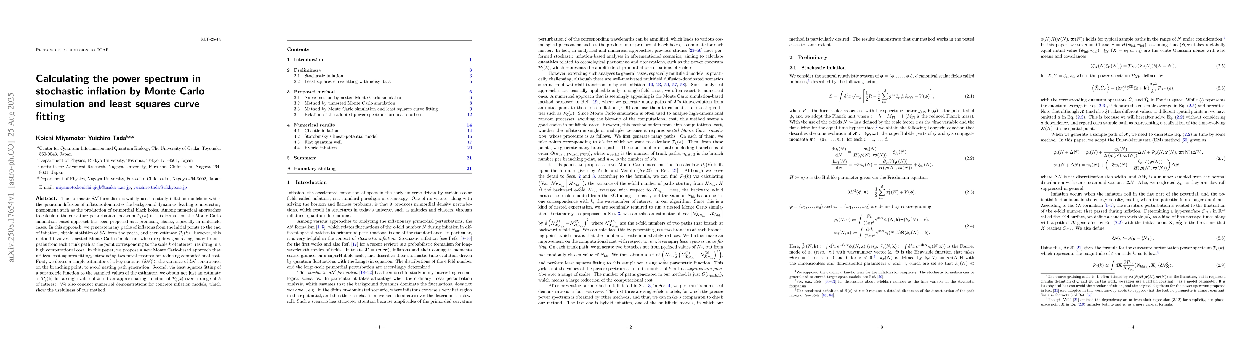 Thumbnail for Calculating the power spectrum in stochastic inflation by Monte Carlo
  simulation and least squares curve fitting