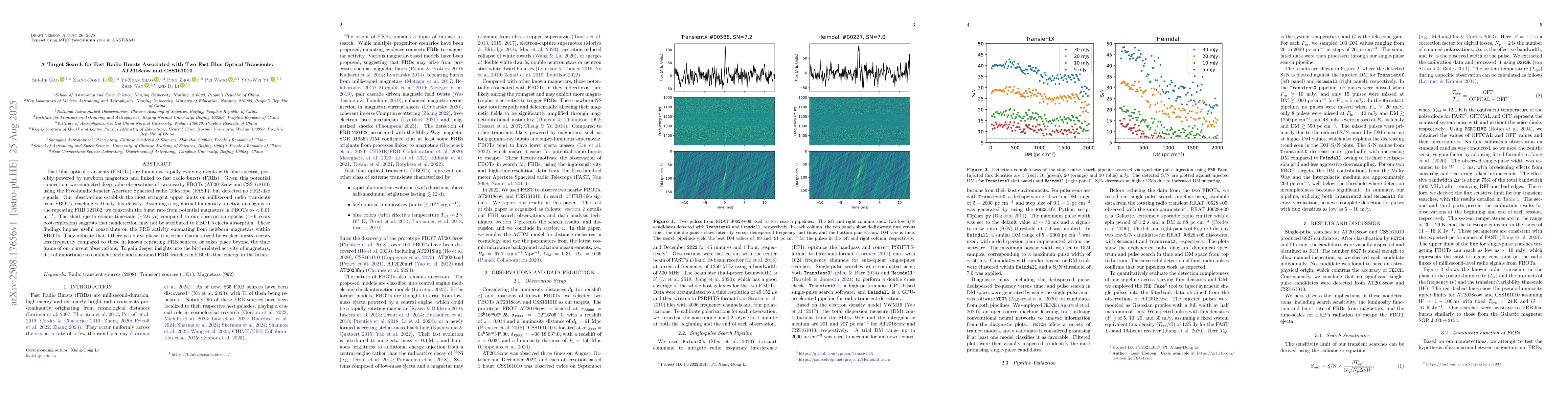 Thumbnail for A Target Search for Fast Radio Bursts Associated with Two Fast Blue
  Optical Transients: AT2018cow and CSS161010