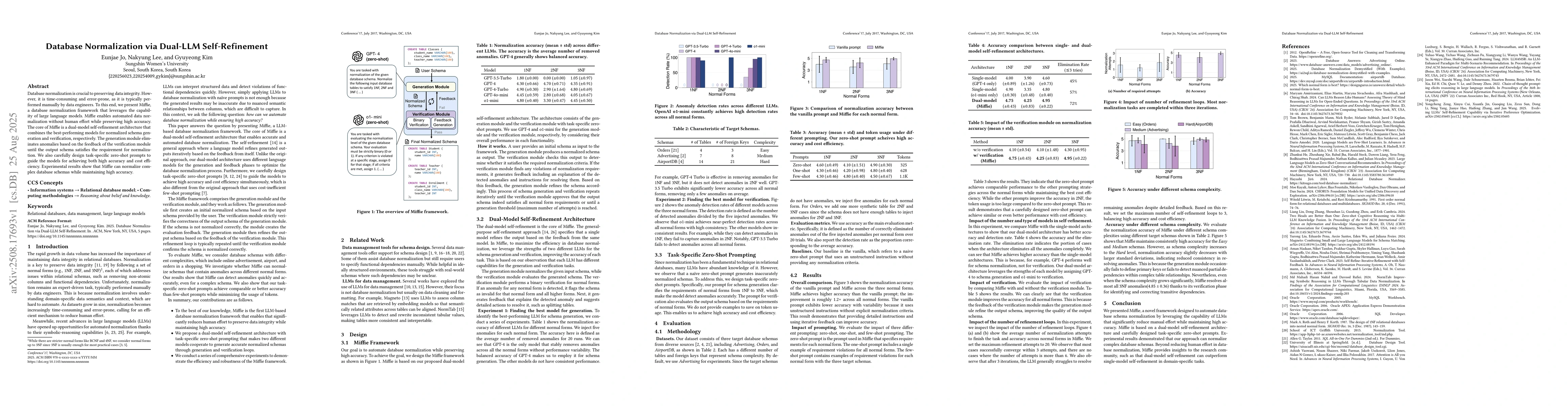 Thumbnail for Database Normalization via Dual-LLM Self-Refinement