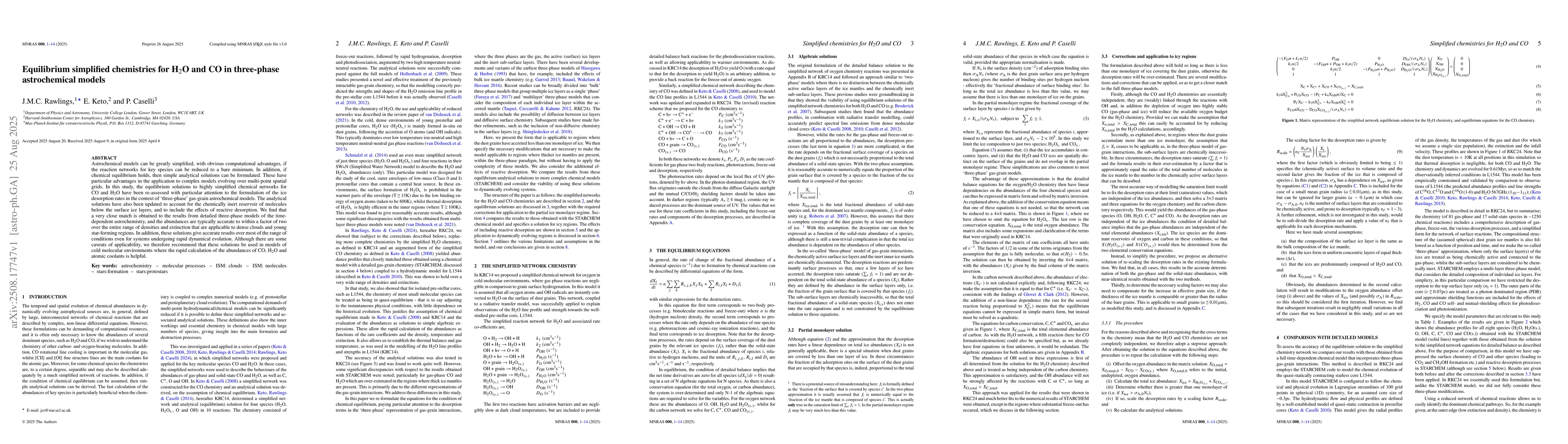 Thumbnail for Equilibrium Simplified Chemistries for H2O and CO in three-phase
  astrochemical models