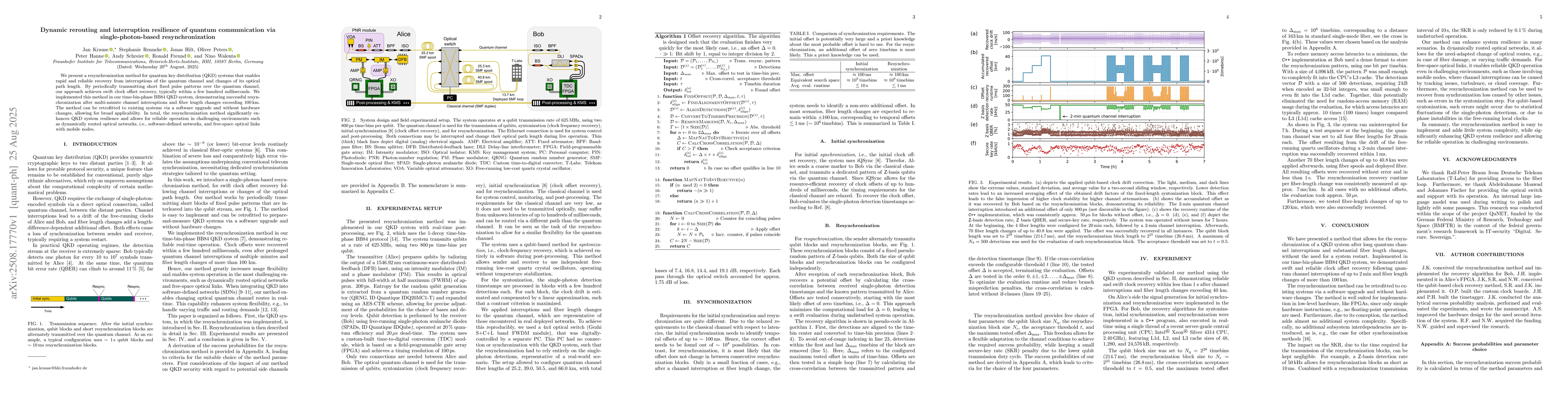 Thumbnail for Dynamic rerouting and interruption resilience of quantum communication
  via single-photon-based resynchronization