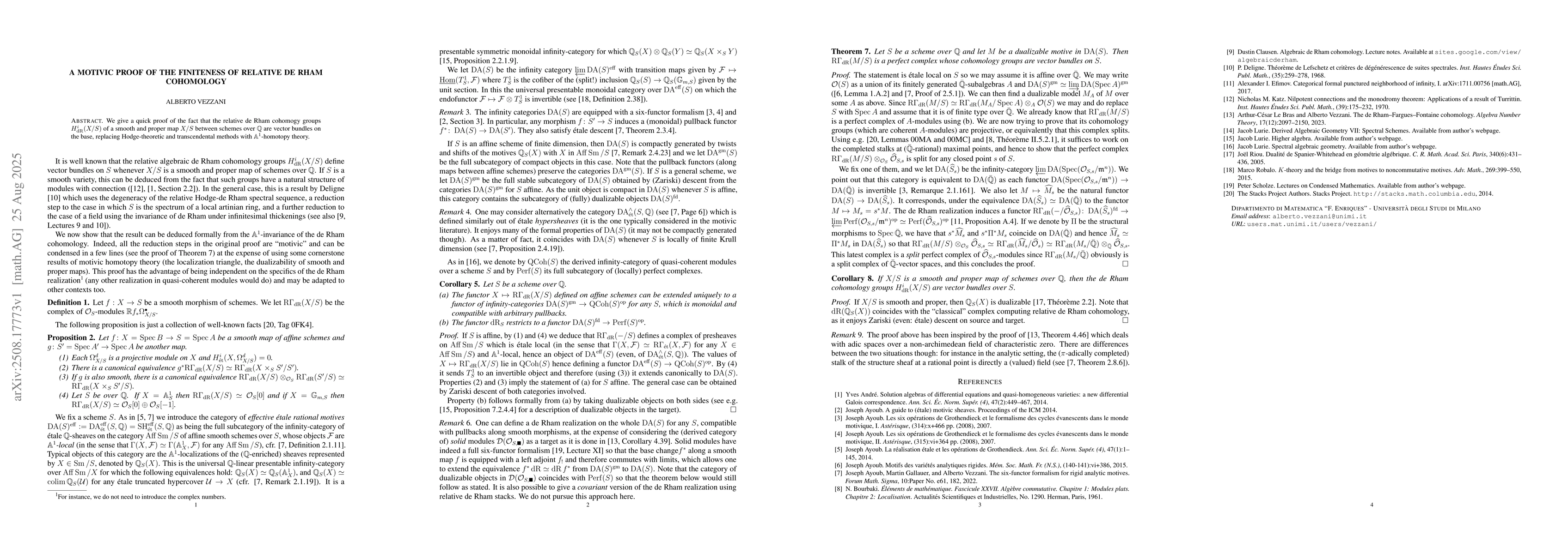Thumbnail for A motivic proof of the finiteness of relative de Rham cohomology