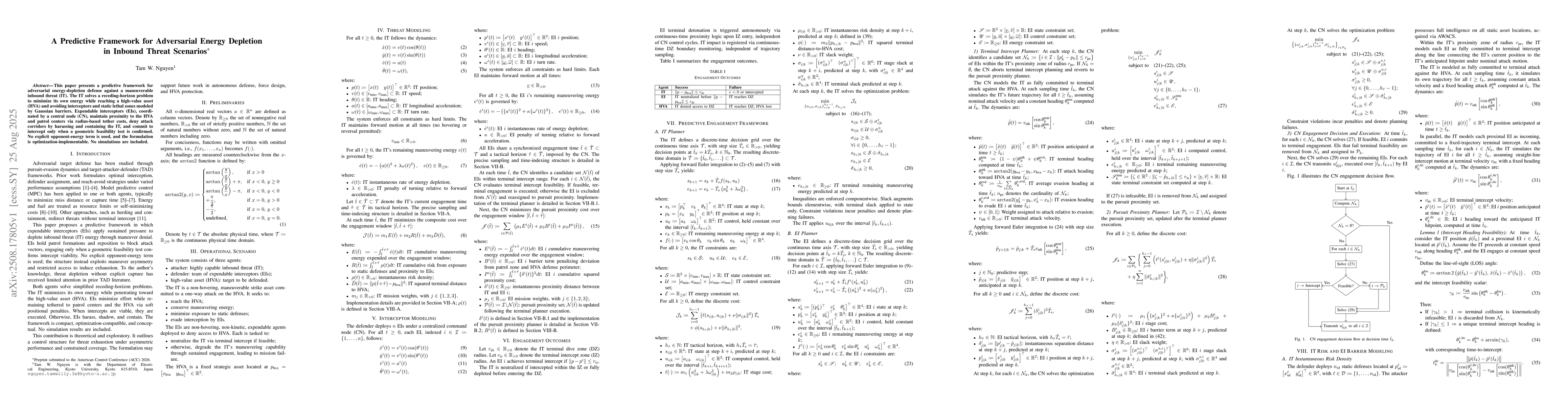 Thumbnail for A Predictive Framework for Adversarial Energy Depletion in Inbound
  Threat Scenarios