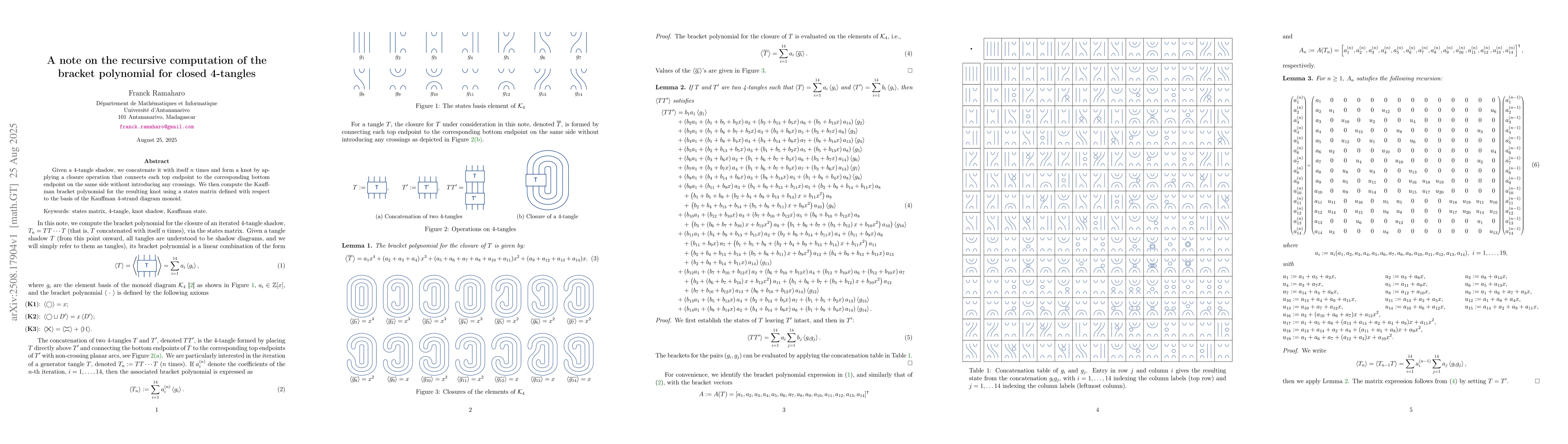 Thumbnail for A note on the recursive computation of the bracket polynomial for closed
  4-tangles
