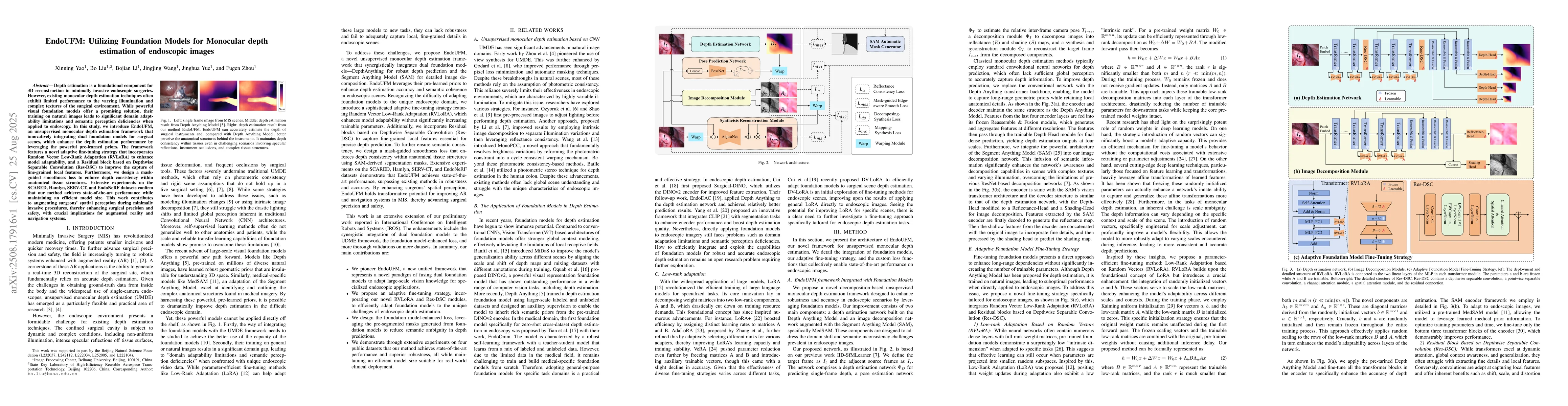 Thumbnail for EndoUFM: Utilizing Foundation Models for Monocular depth estimation of
  endoscopic images