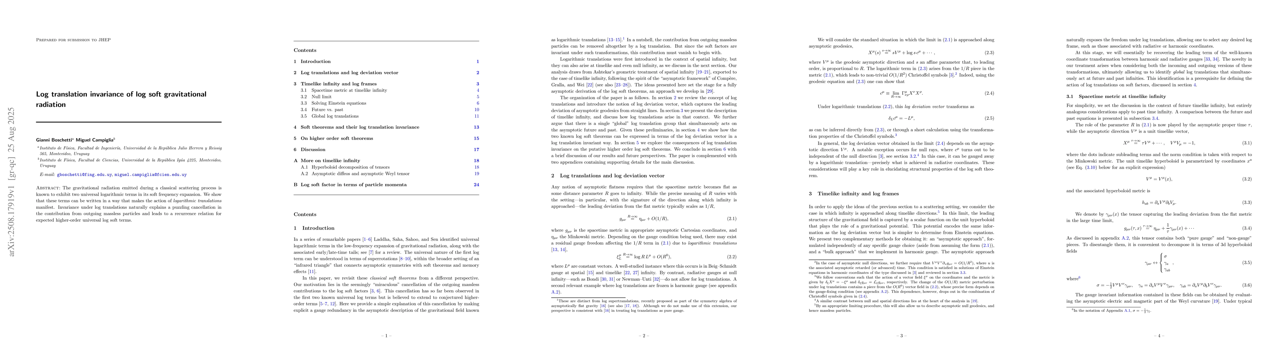 Thumbnail for Log translation invariance of log soft gravitational radiation