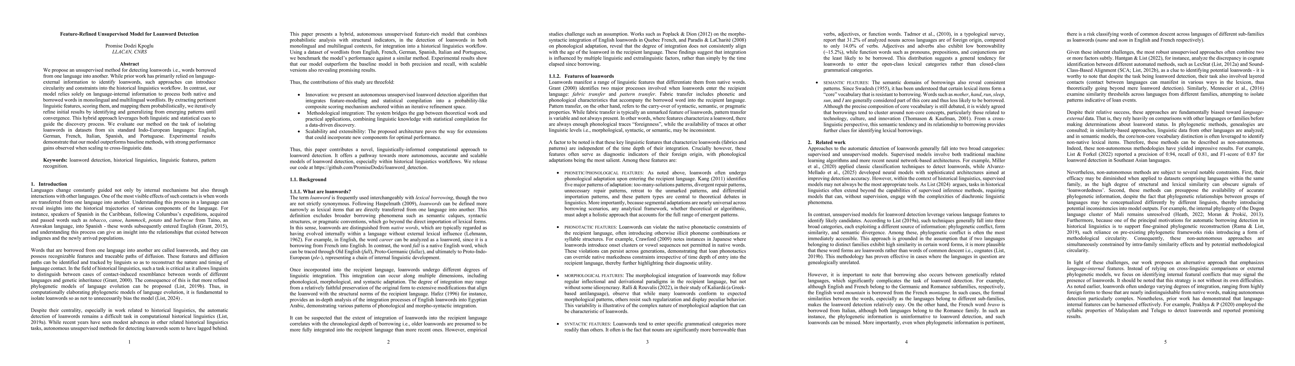Thumbnail for Feature-Refined Unsupervised Model for Loanword Detection