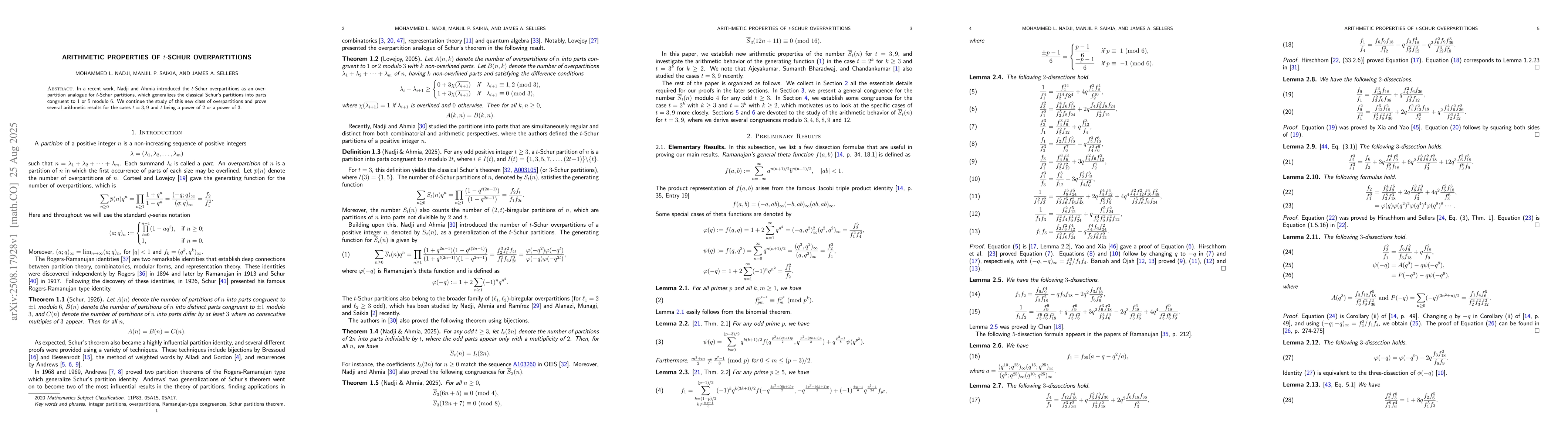 Thumbnail for Arithmetic properties of $t$-Schur overpartitions