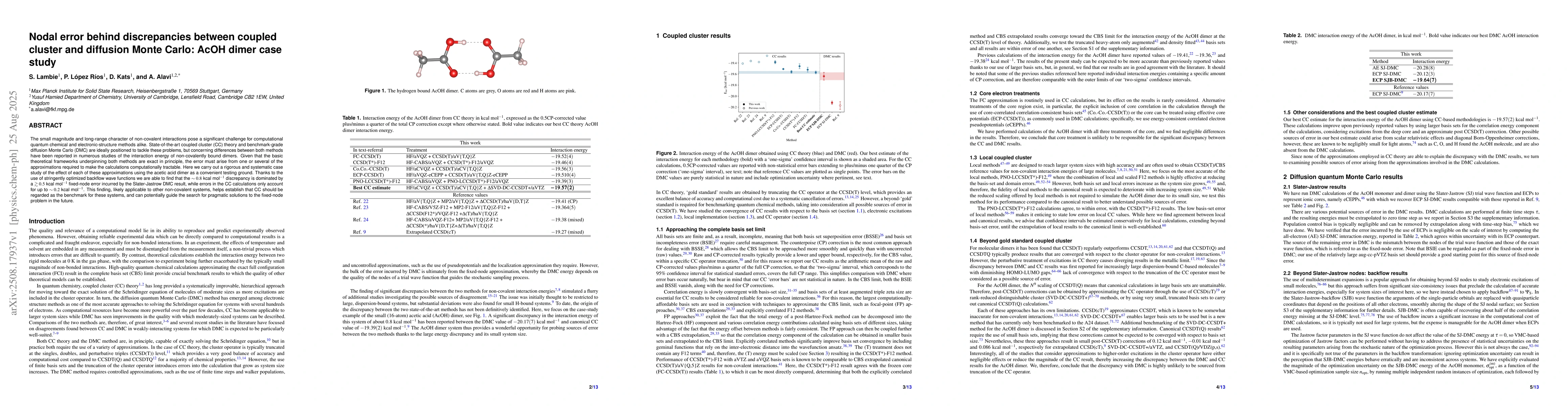 Thumbnail for Nodal error behind discrepancies between coupled cluster and diffusion
  Monte Carlo: AcOH dimer case study