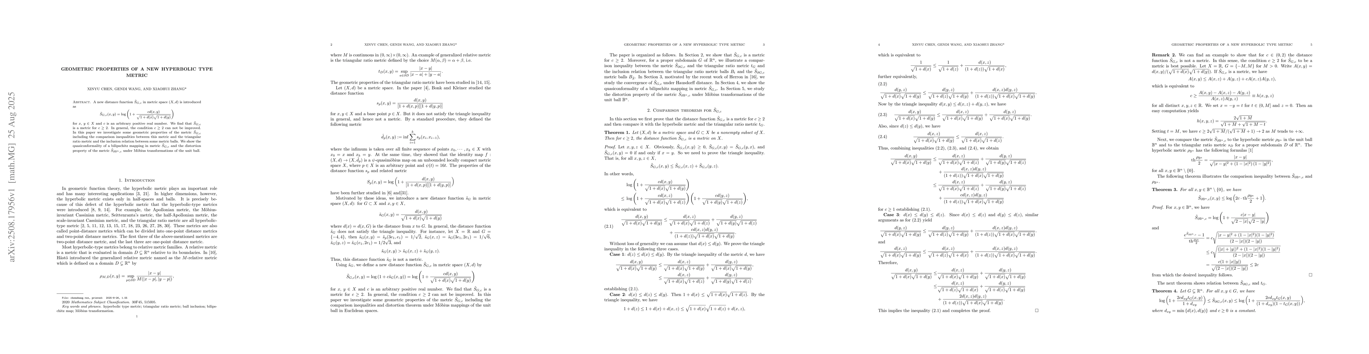 Thumbnail for Geometric properties of a new hyperbolic type metric