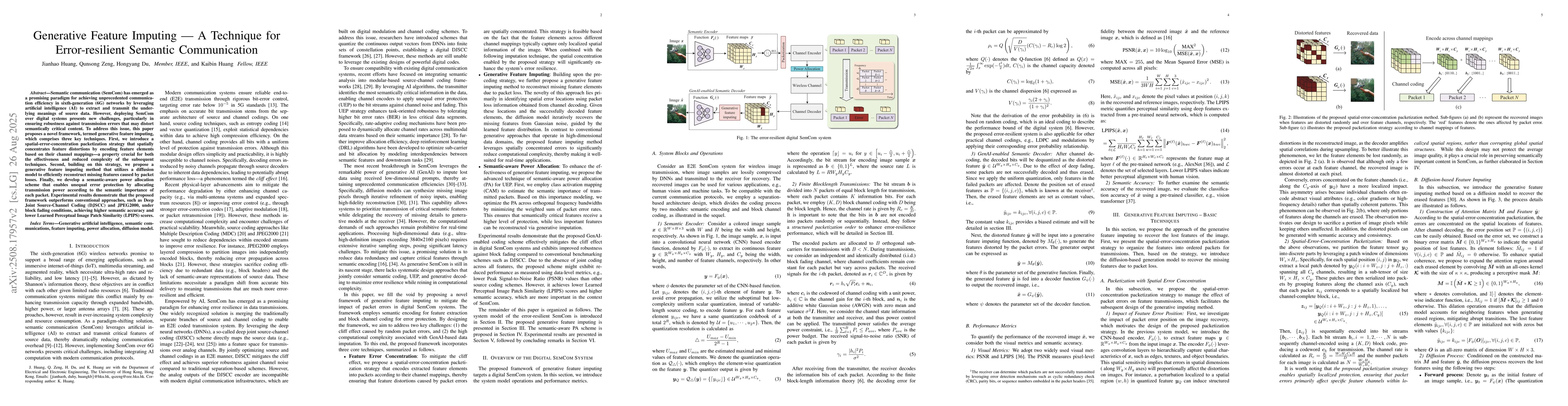 Thumbnail for Generative Feature Imputing -- A Technique for Error-resilient Semantic
  Communication