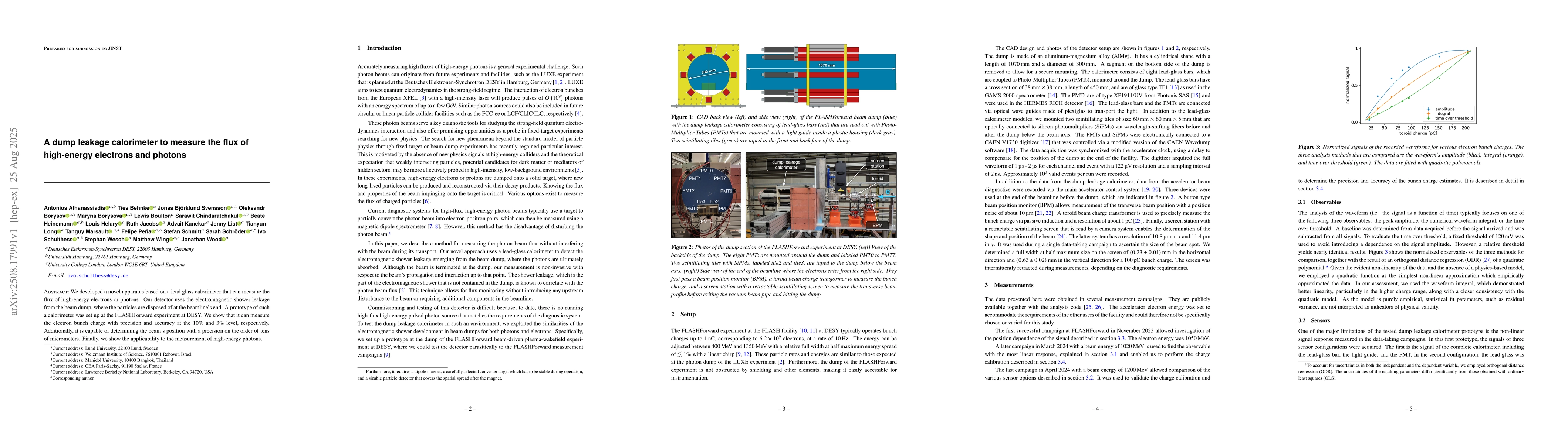 Thumbnail for A dump leakage calorimeter to measure the flux of high-energy electrons
  and photons