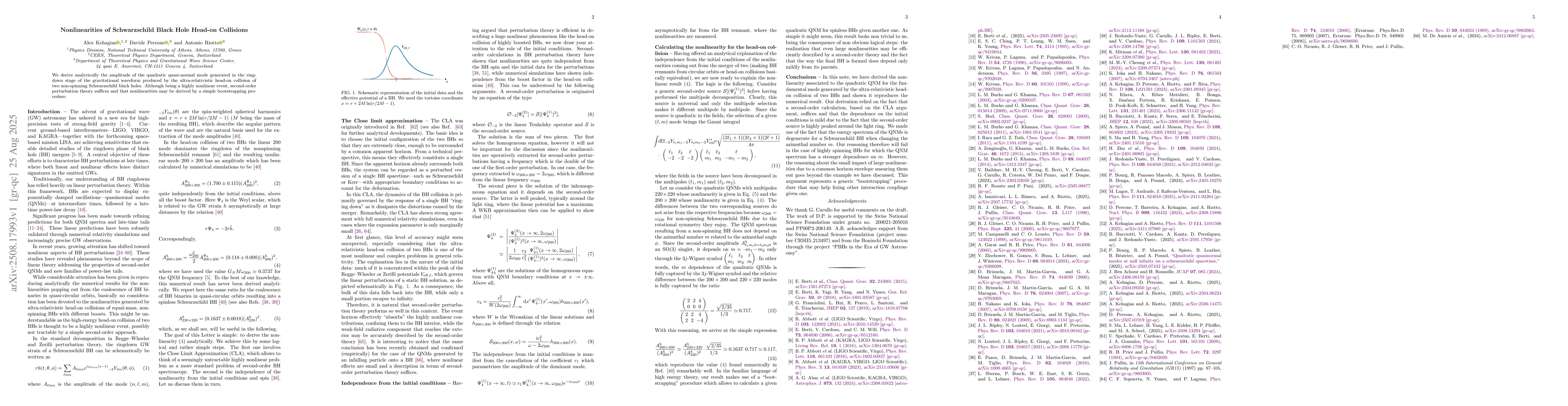 Thumbnail for Nonlinearities of Schwarzschild Black Hole Head-on Collisions