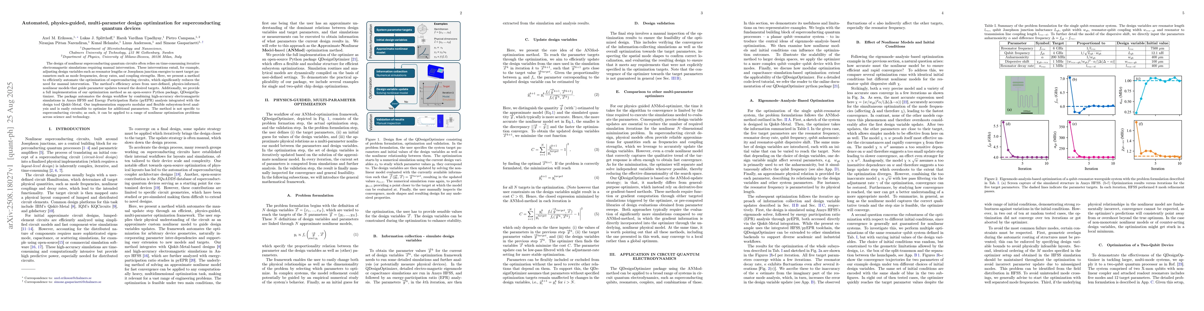 Thumbnail for Automated, physics-guided, multi-parameter design optimization for
  superconducting quantum devices