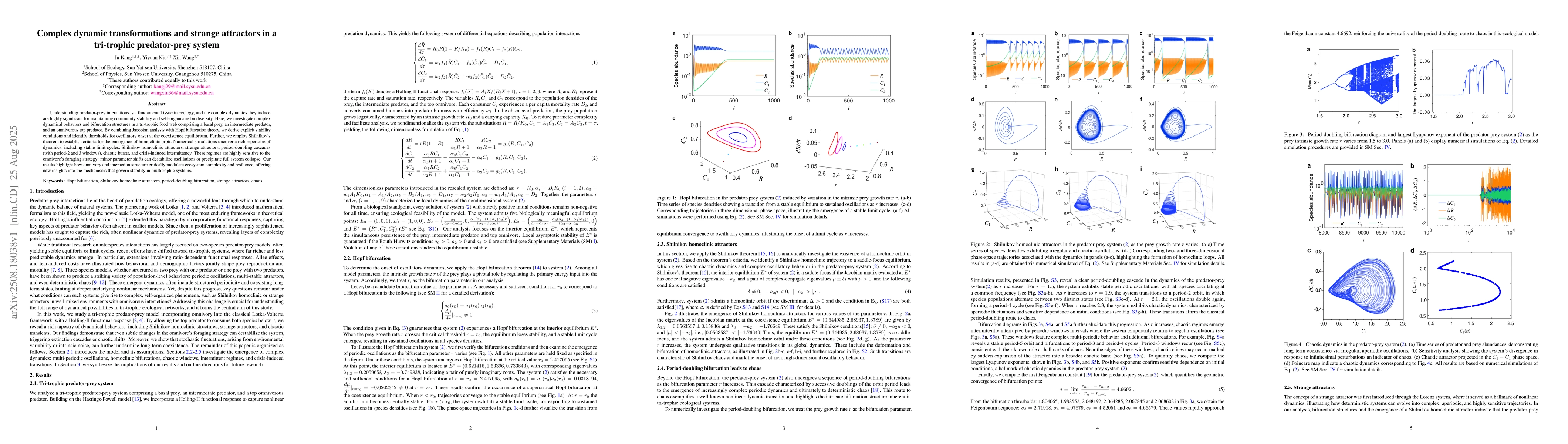 Thumbnail for Complex dynamic transformations and strange attractors in a tri-trophic
  predator-prey system