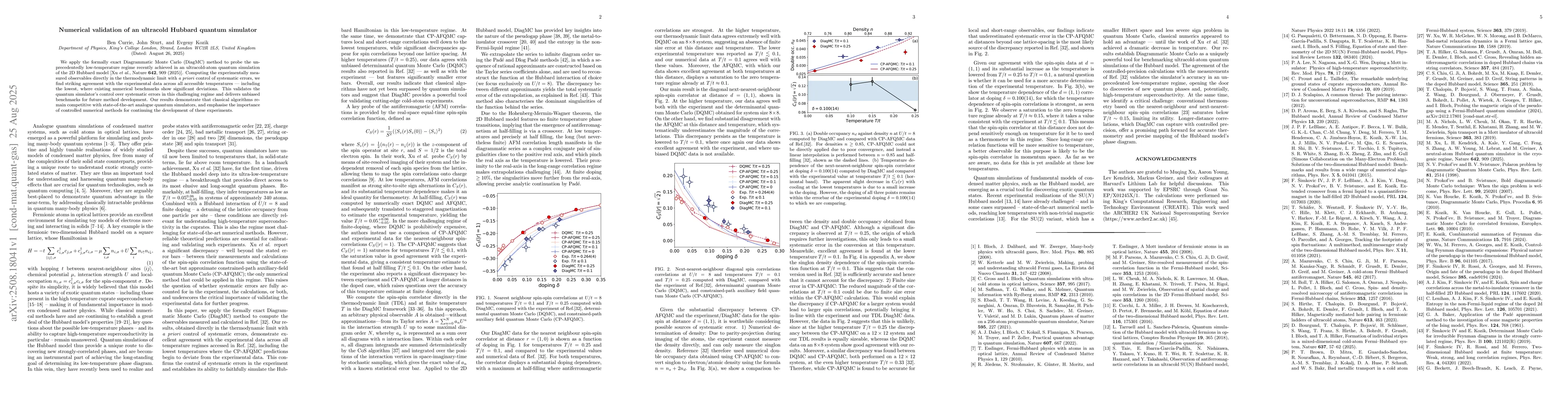Thumbnail for Numerical validation of an ultracold Hubbard quantum simluator