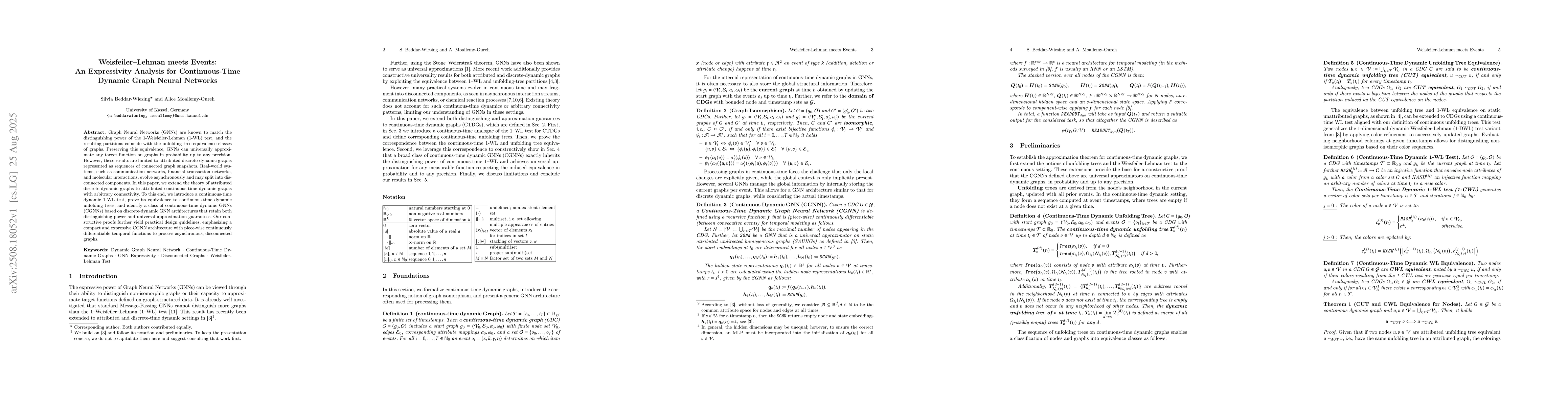 Thumbnail for Weisfeiler-Lehman meets Events: An Expressivity Analysis for
  Continuous-Time Dynamic Graph Neural Networks