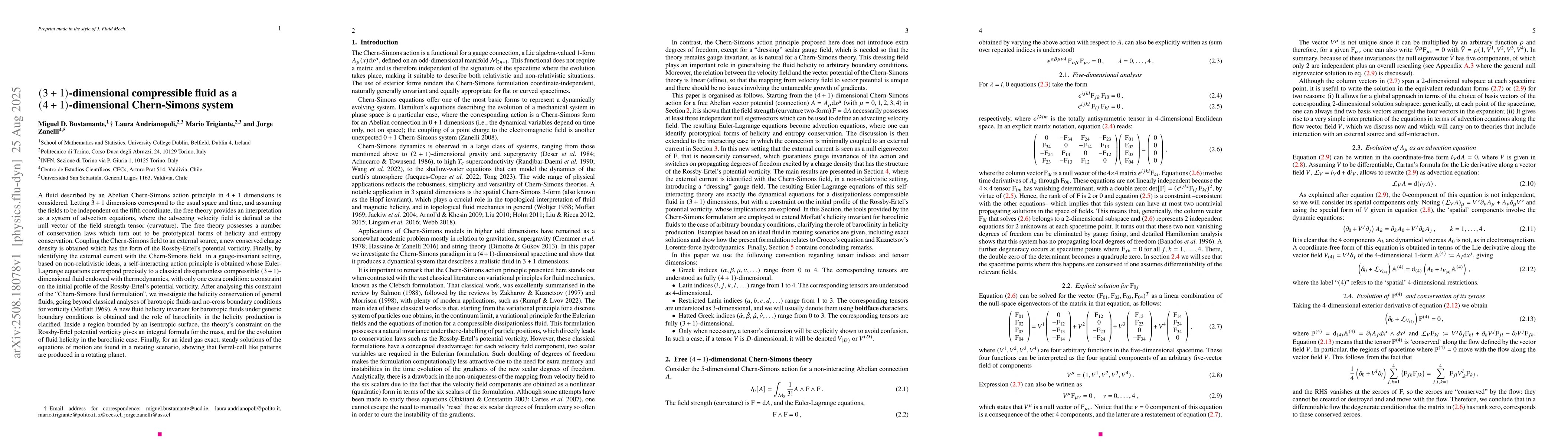 Thumbnail for (3+1)-dimensional compressible fluid as a (4+1)-dimensional Chern-Simons
  system