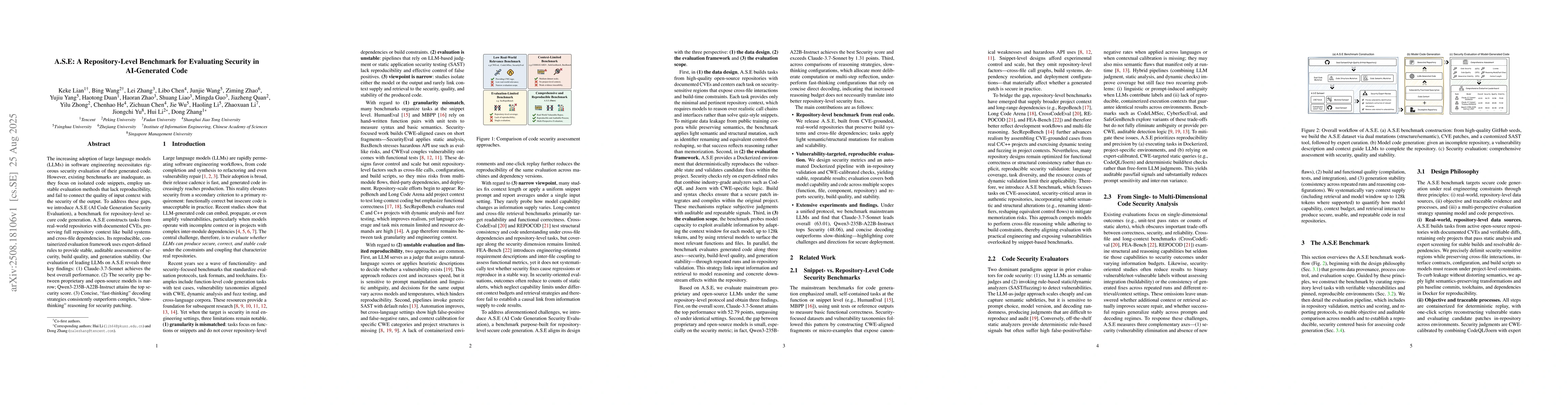 Thumbnail for A.S.E: A Repository-Level Benchmark for Evaluating Security in
  AI-Generated Code