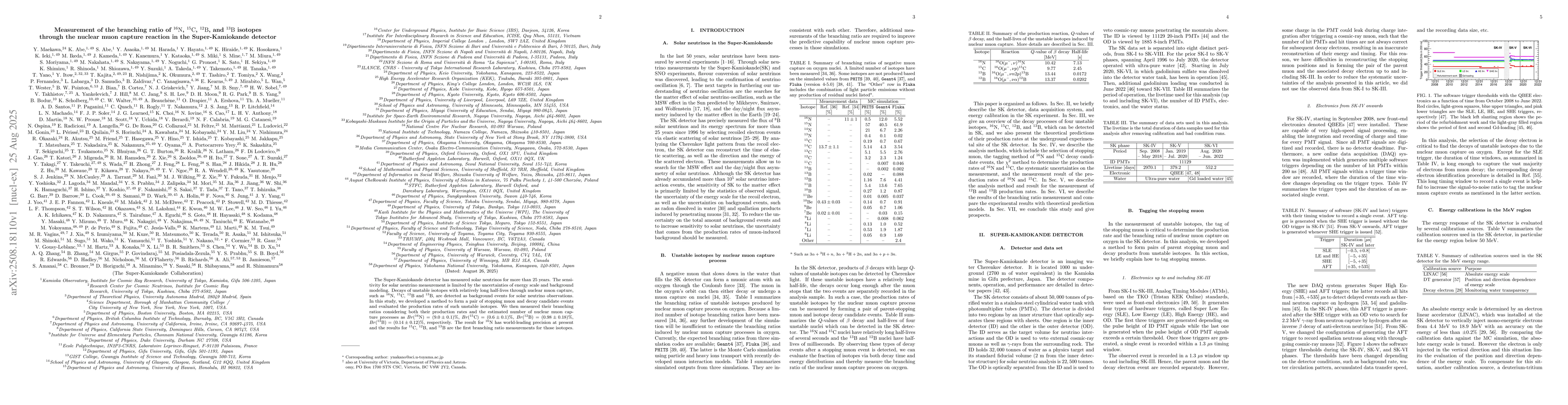 Thumbnail for Measurement of the branching ratio of $\mathrm{^{16}N}$,
  $\mathrm{^{15}C}$, $\mathrm{^{12}B}$, and $\mathrm{^{13}B}$ isotopes through
  the nuclear muon capture reaction in the Super-Kamiokande detector