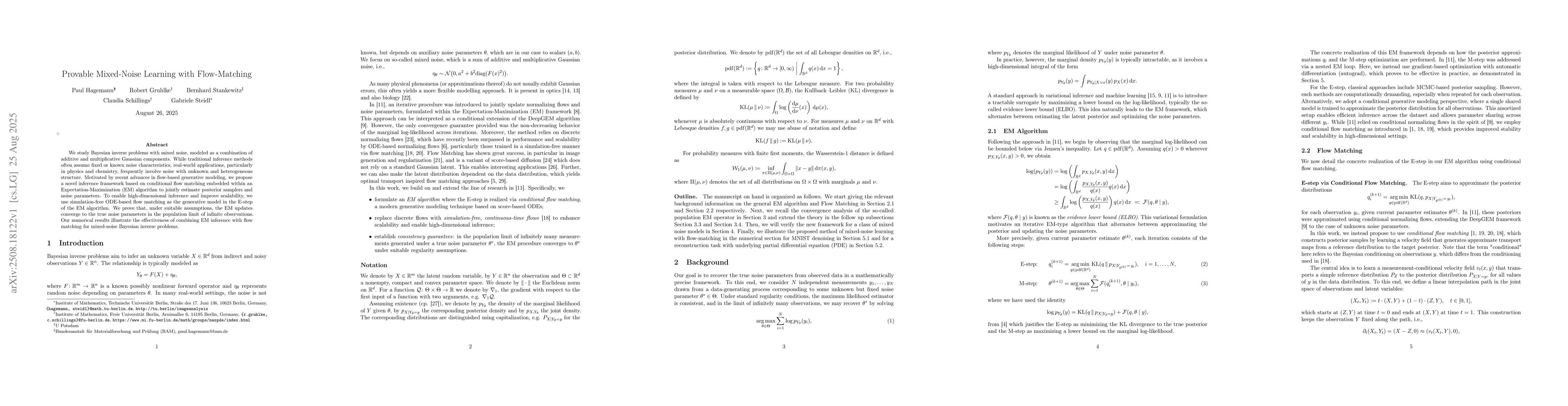 Thumbnail for Provable Mixed-Noise Learning with Flow-Matching