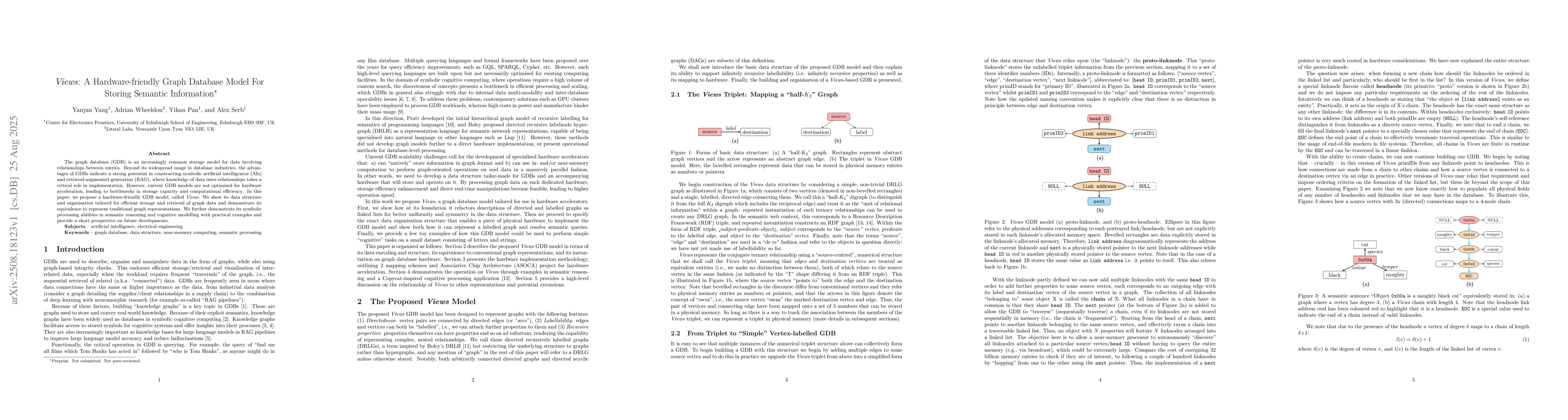 Thumbnail for Views: A Hardware-friendly Graph Database Model For Storing Semantic
  Information