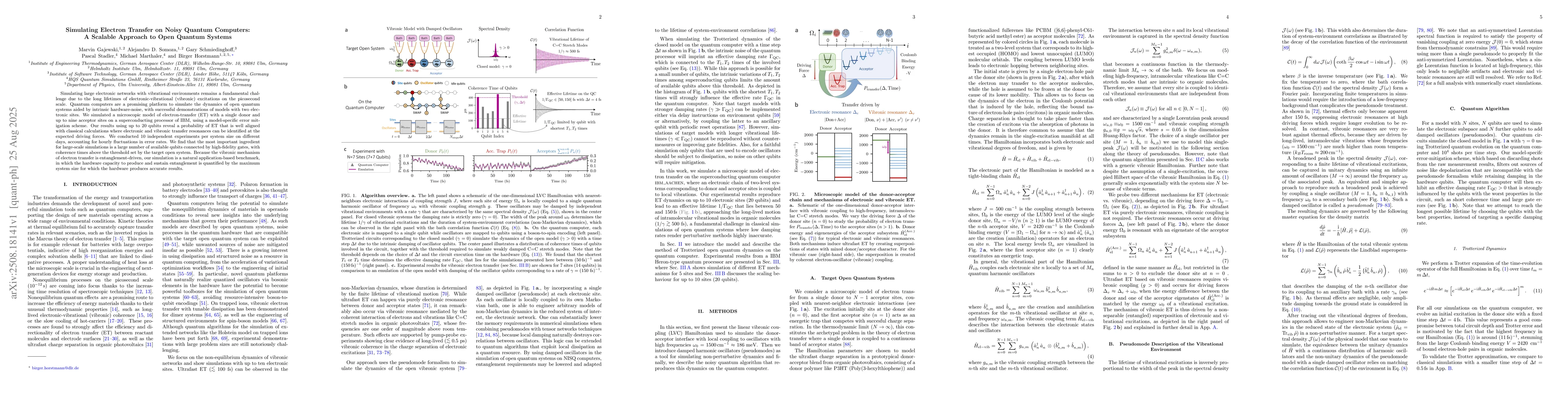 Thumbnail for Simulating Electron Transfer on Noisy Quantum Computers: A Scalable
  Approach to Open Quantum Systems
